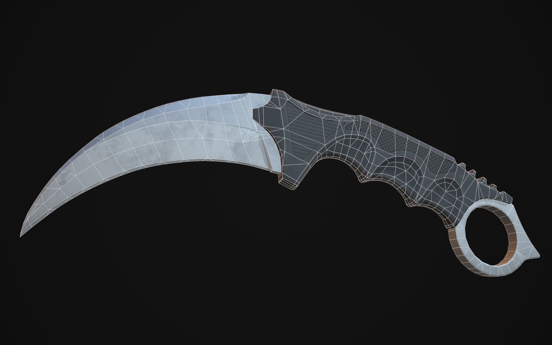 Karambit knife Low-poly 3D model_4