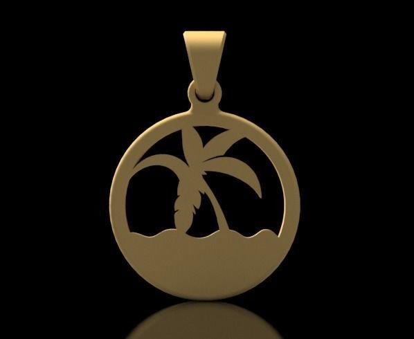 Palm tree pendant ready for necklace printable 3D print model_2