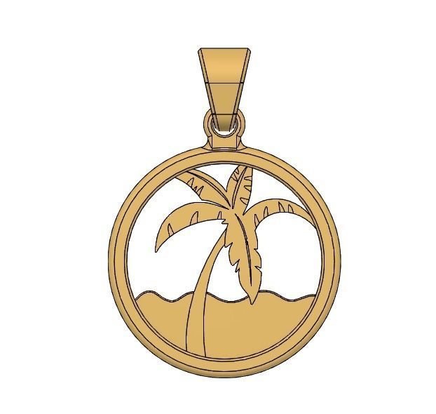 Palm tree pendant ready for necklace printable 3D print model_4