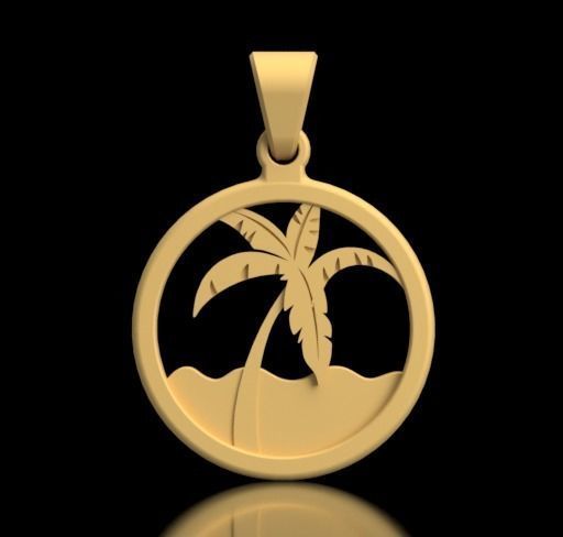 Palm tree pendant ready for necklace printable 3D print model_1