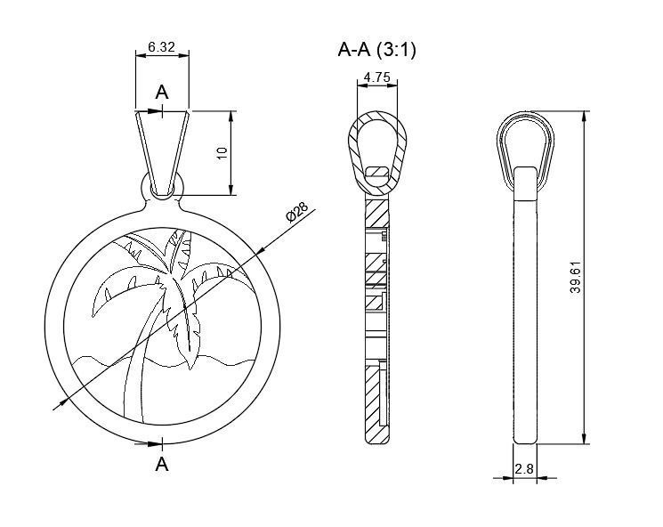 Palm tree pendant ready for necklace printable 3D print model_6