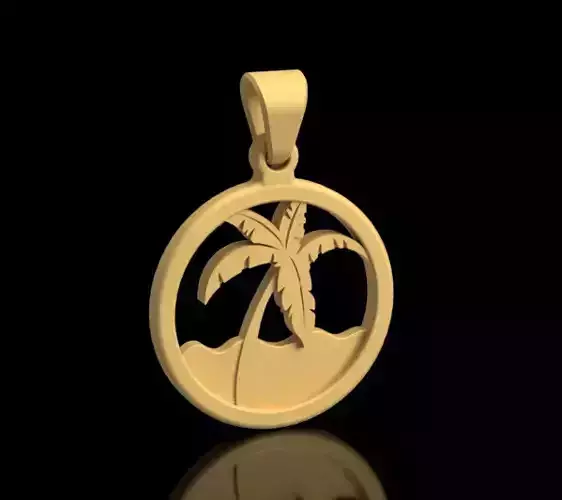 Palm tree pendant ready for necklace printable 3D print model