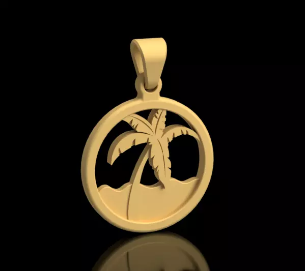 Palm tree pendant ready for necklace printable 3D print model_0