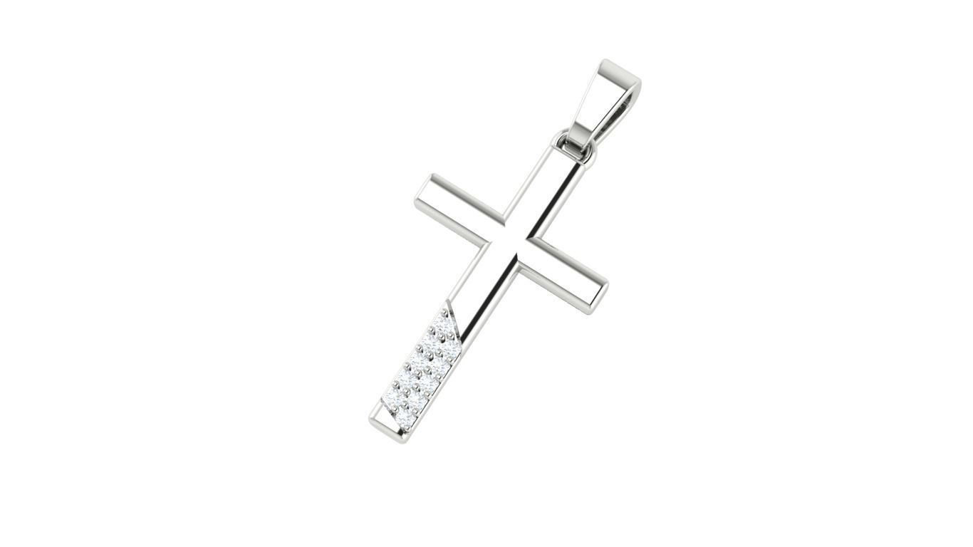 Cross gold pendant with diamonds 3D print model_2