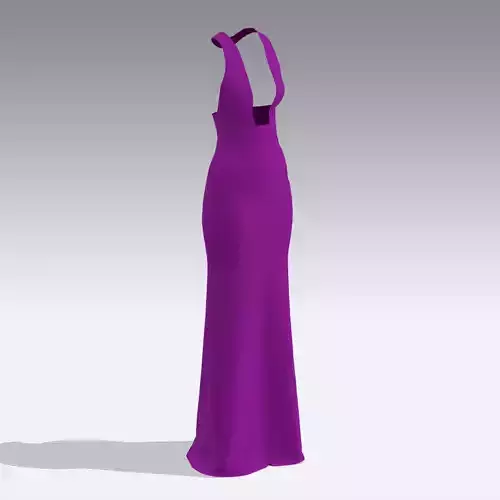 PURPLE DRESS V NECKLINE LONG DRESS