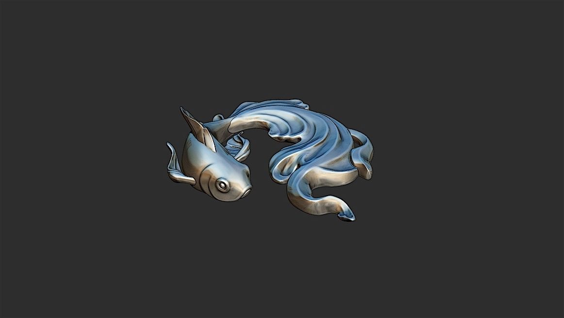 fish 3d print gold koi 3D print model_6