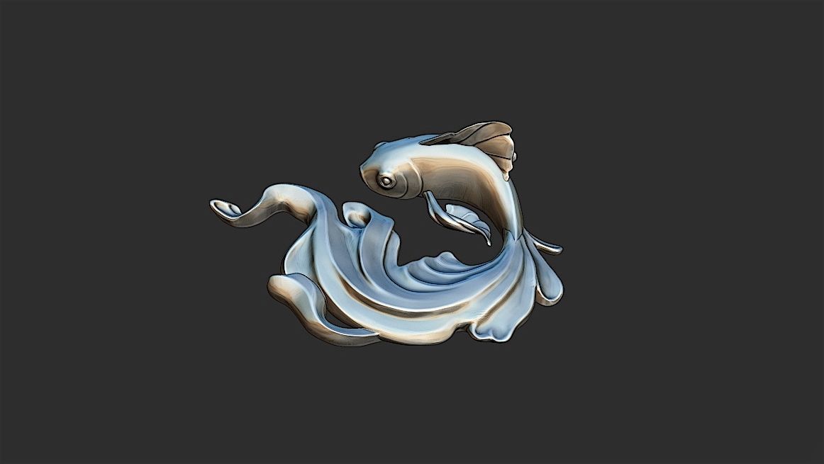 fish 3d print gold koi 3D print model_7