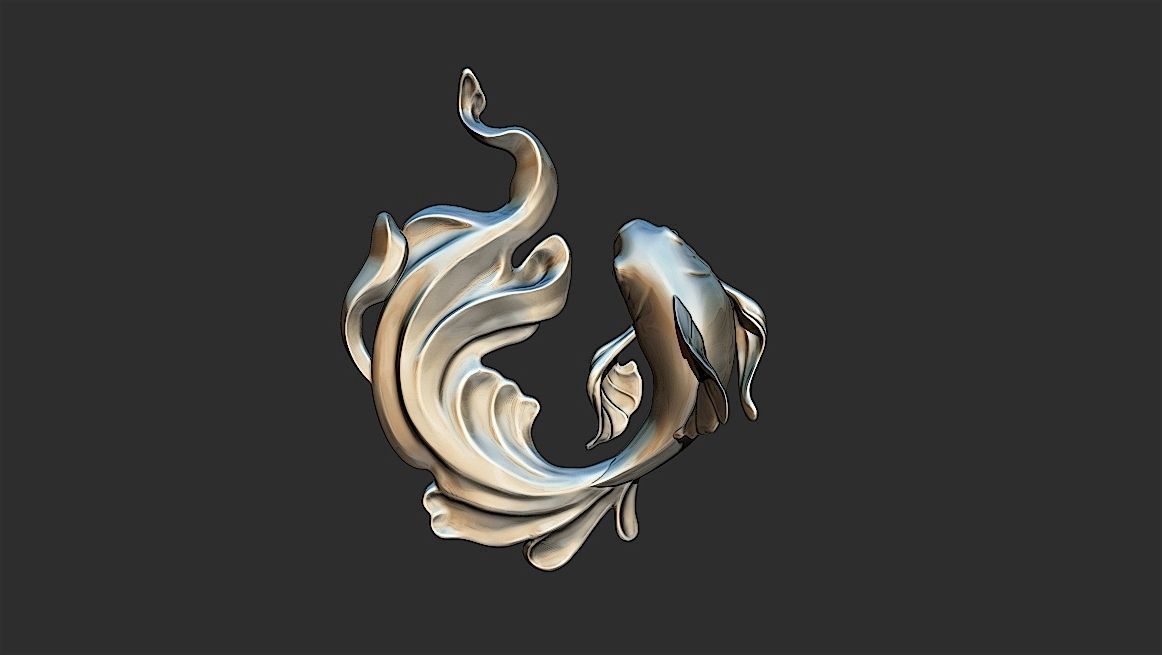 fish 3d print gold koi 3D print model_5