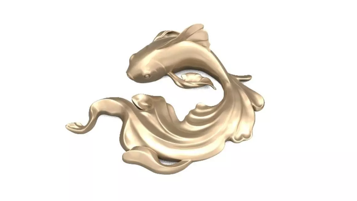 fish 3d print gold koi 3D print model_0