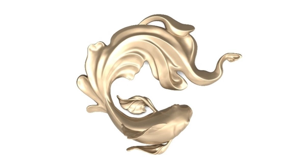 fish 3d print gold koi 3D print model_2