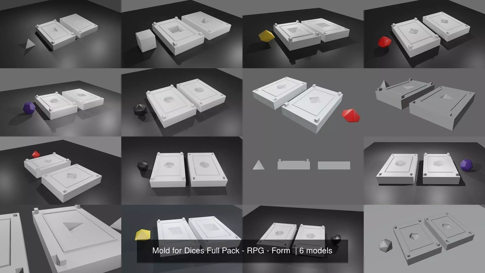 Mold for Dices Full Pack - RPG - Form  3D Model Collection_0