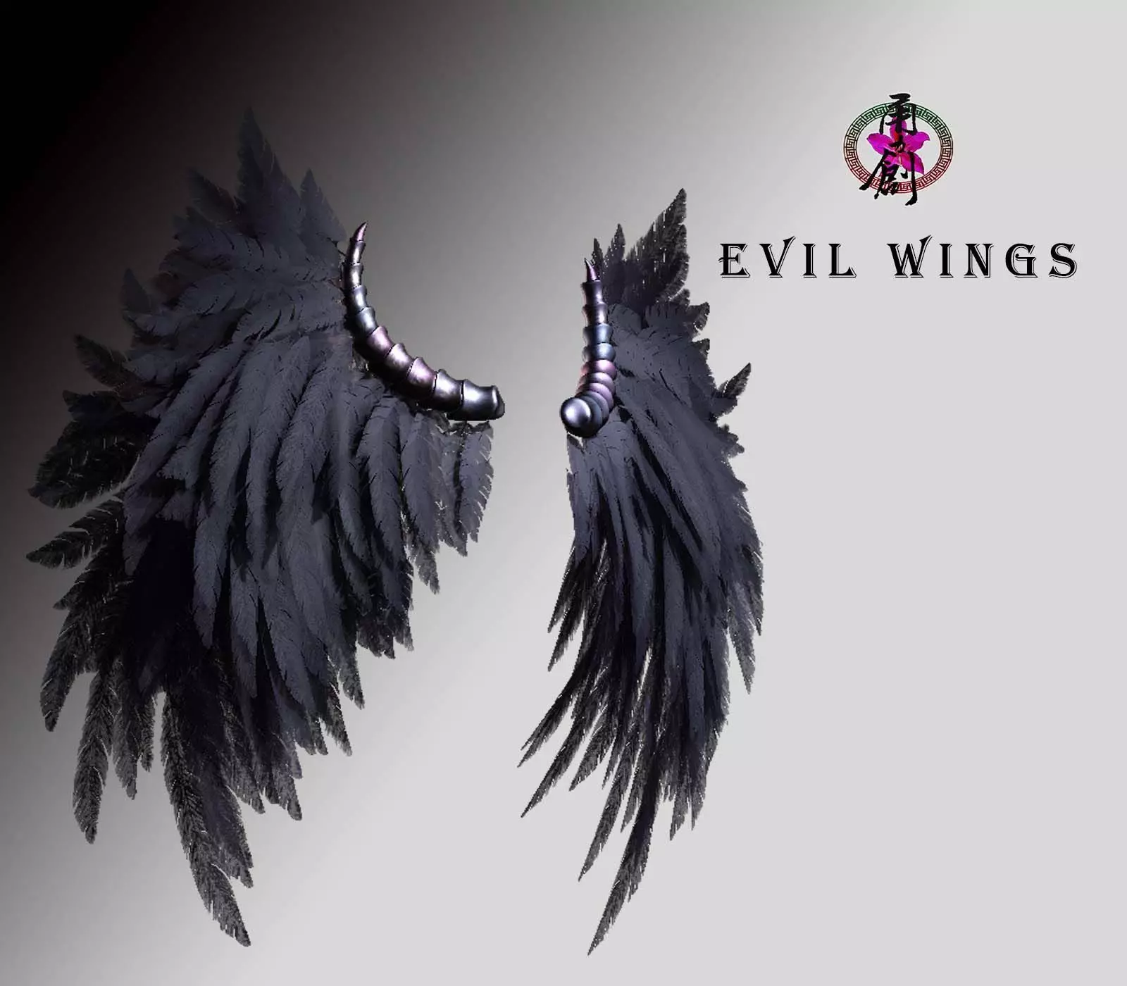 Evil Wings Low-poly 3D model_0