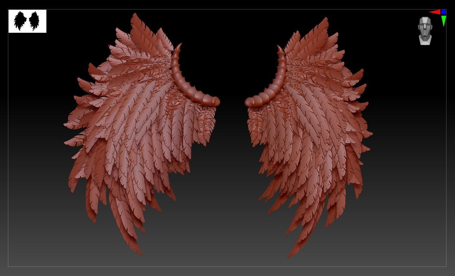 Evil Wings Low-poly 3D model_5