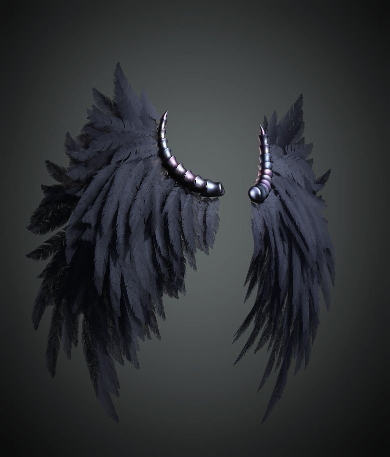 Evil Wings Low-poly 3D model_4