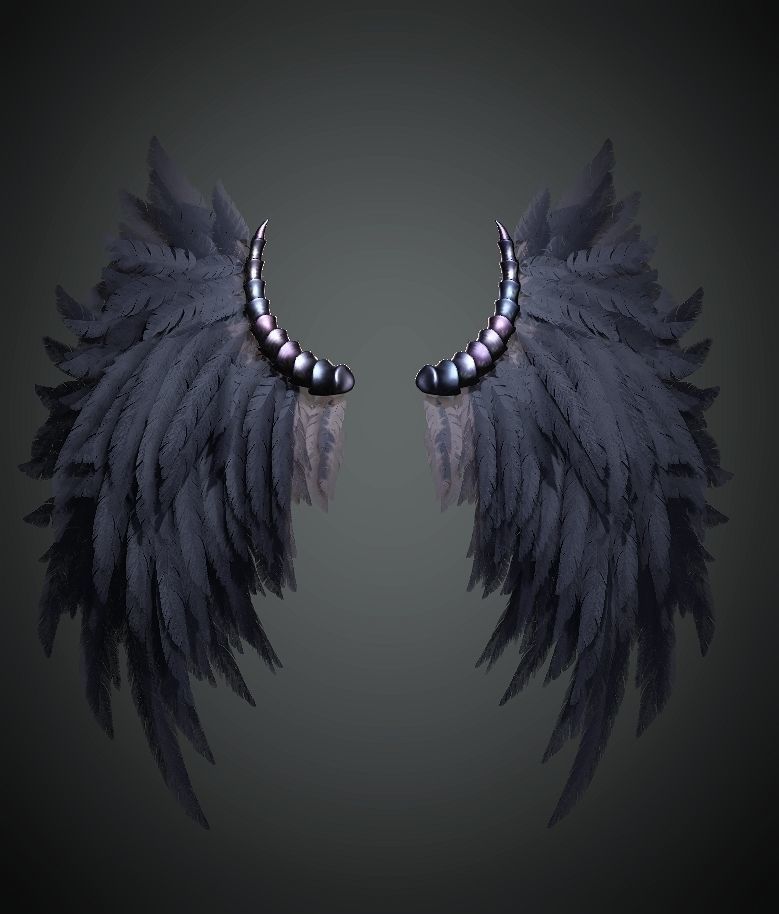 Evil Wings Low-poly 3D model_1