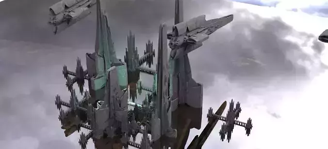 Sci Fi spaceport 1 Kitbash 3D model