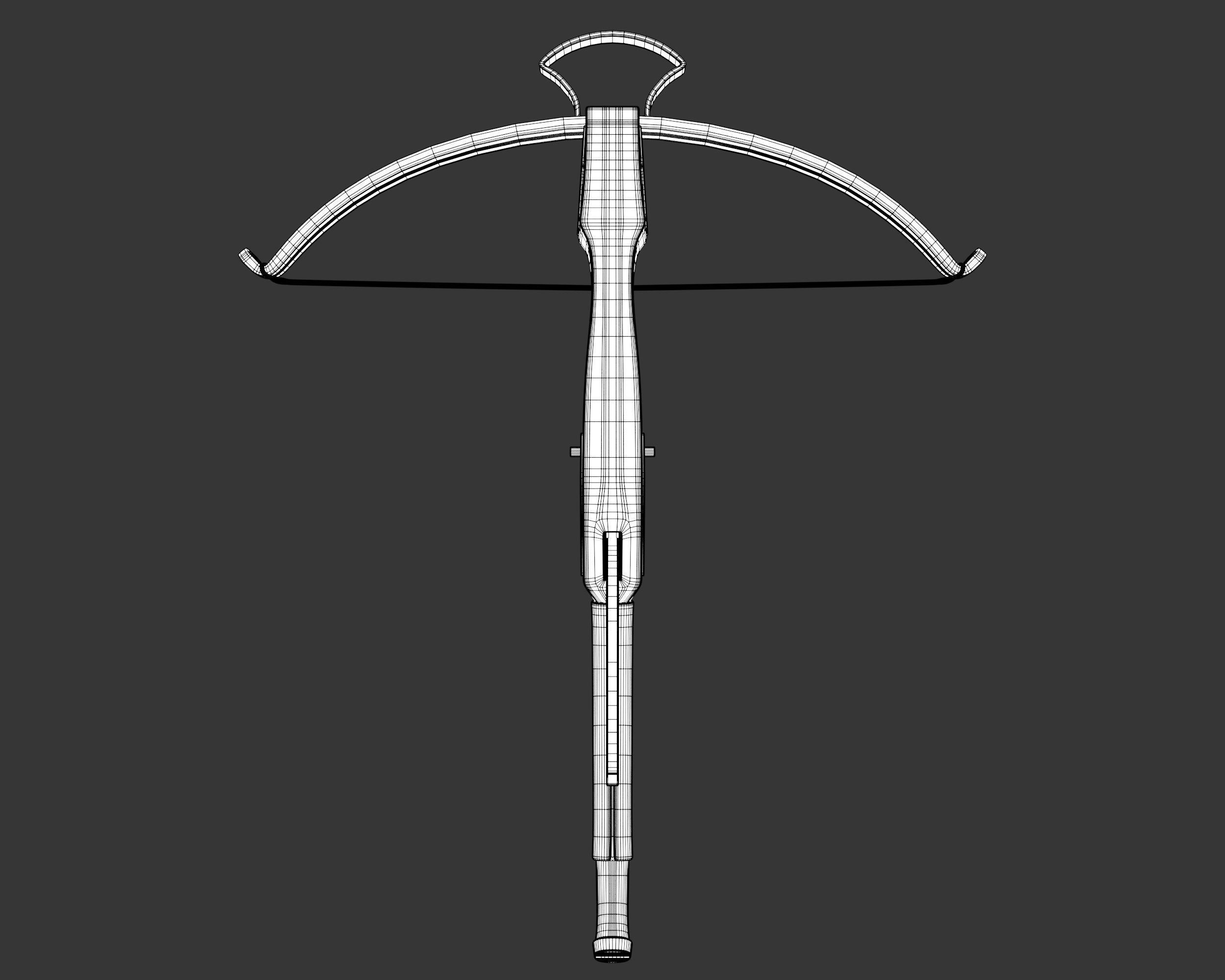 Medieval Elegant Weapon Crossbow Low-poly 3D model_11