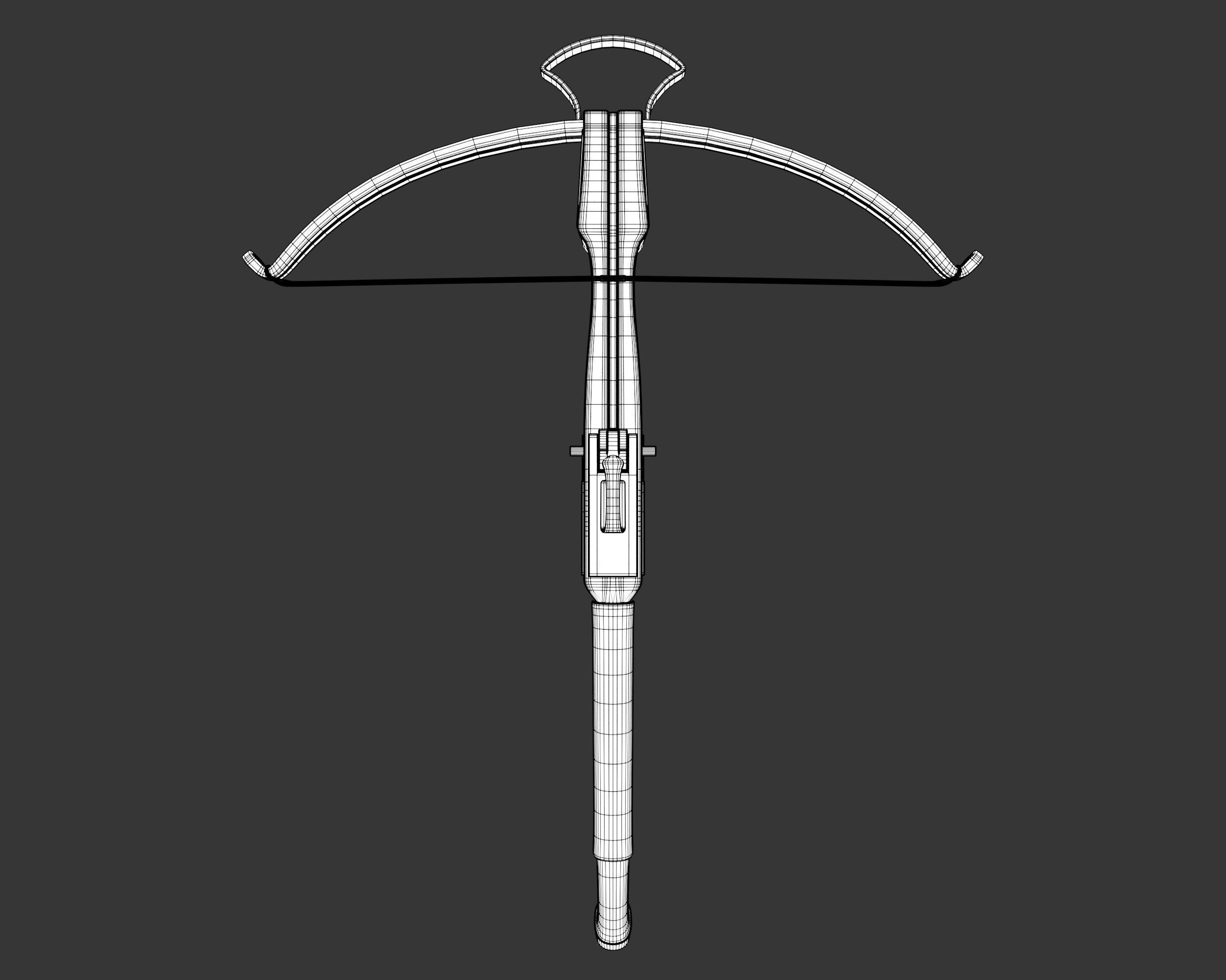 Medieval Elegant Weapon Crossbow Low-poly 3D model_5