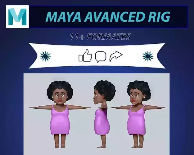 Cartoon Woman Stylized Female African Character lady