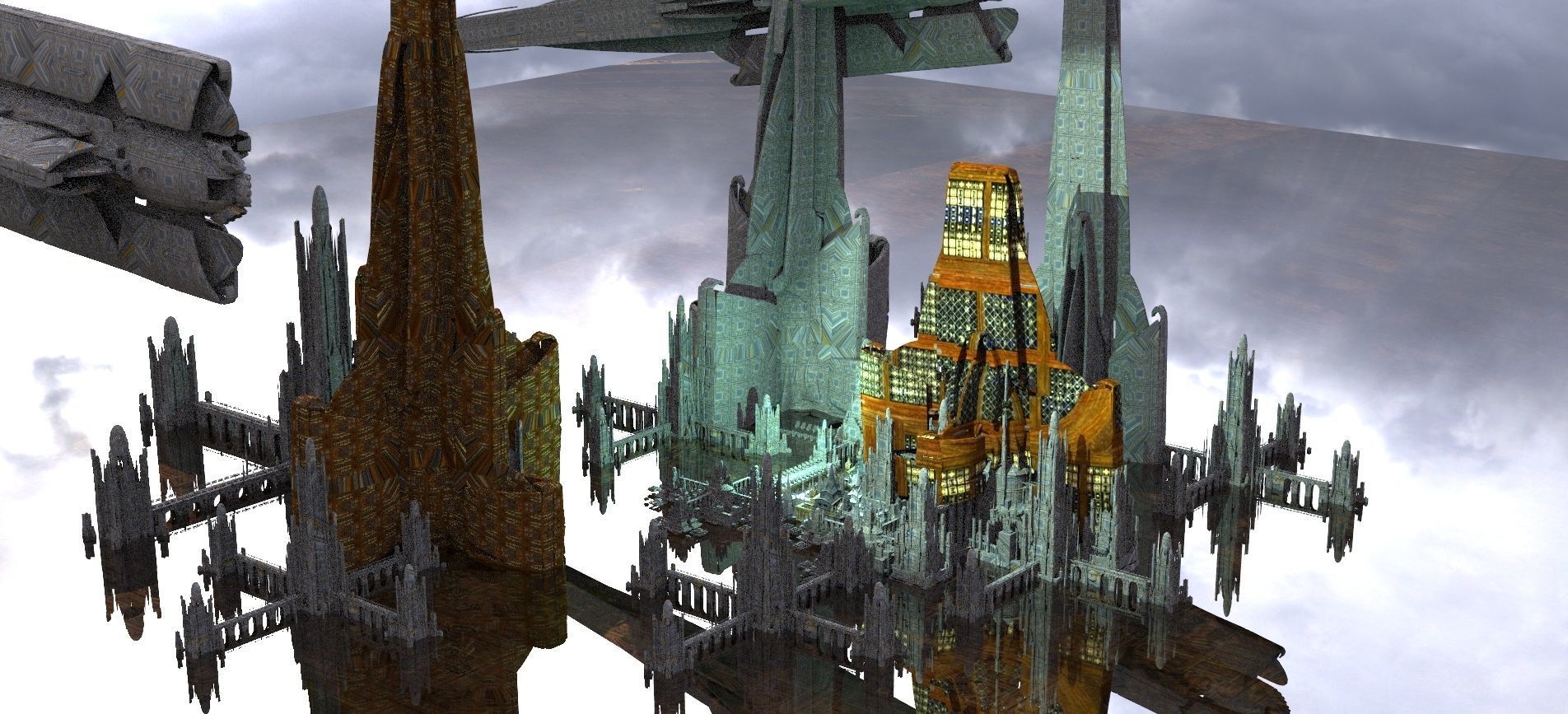 Future City Ocean Port Kit bash 3D model_2