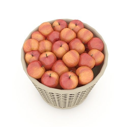 basket apple market sale 3D model Low-poly 3D model 4