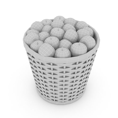 basket apple market sale 3D model Low-poly 3D model 7