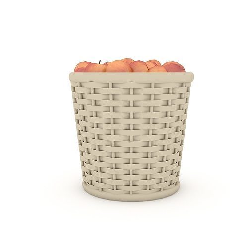 basket apple market sale 3D model Low-poly 3D model 2