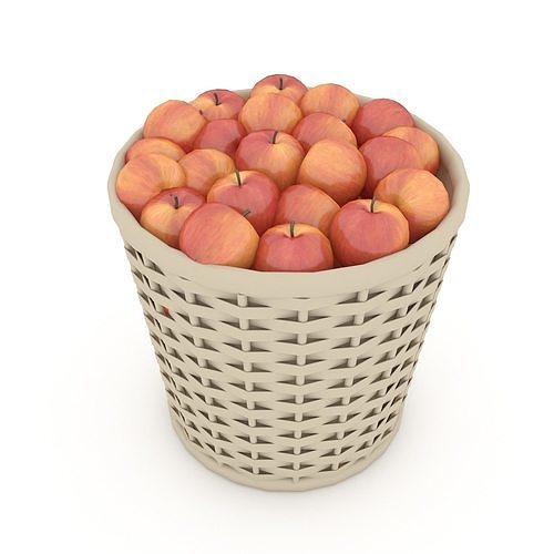 basket apple market sale 3D model Low-poly 3D model 3