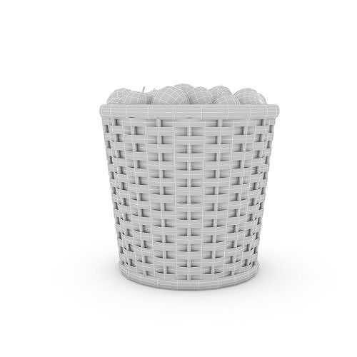 basket apple market sale 3D model Low-poly 3D model 6