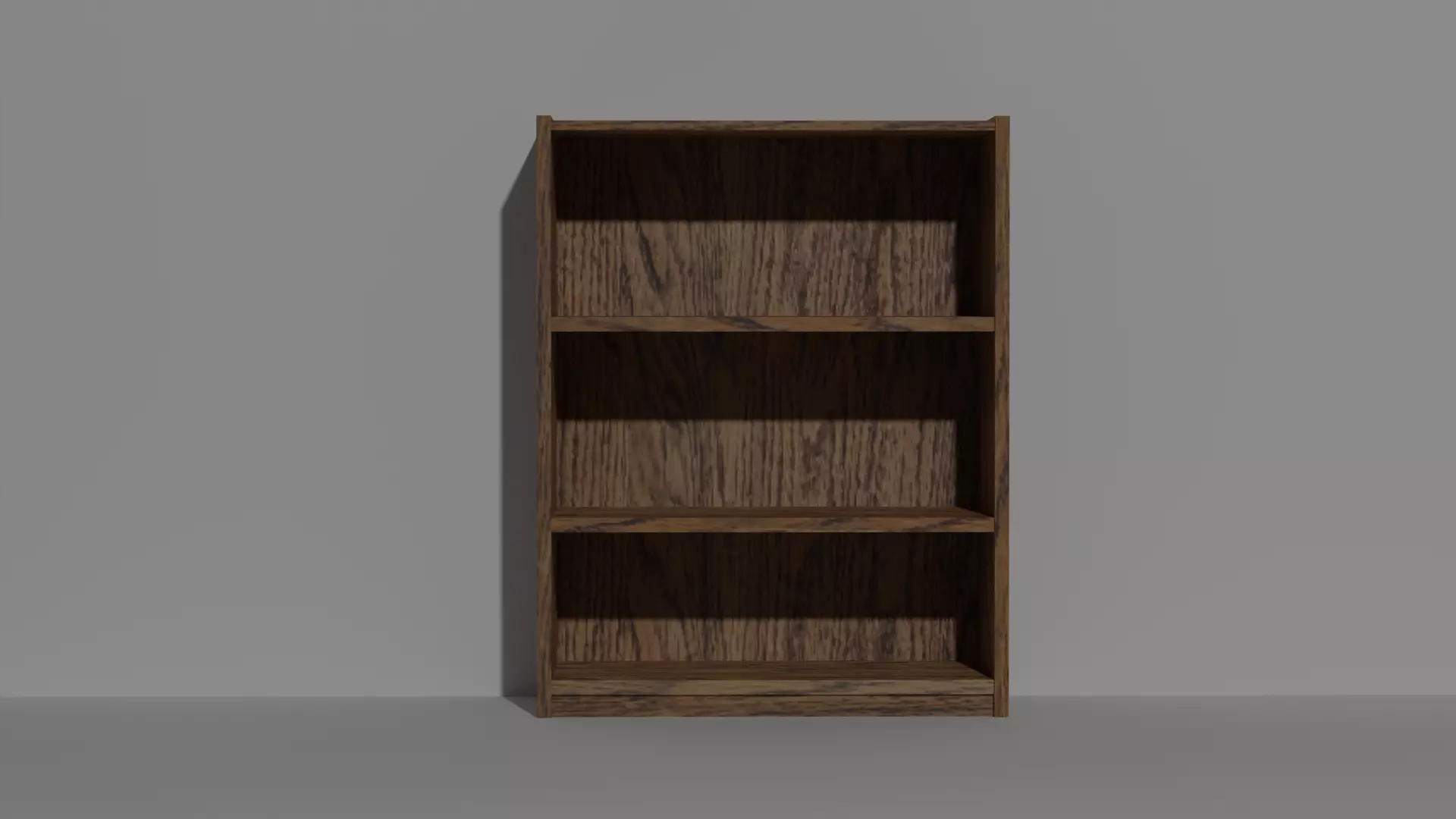 Short Oak Bookshelf Low-poly 3D model_0