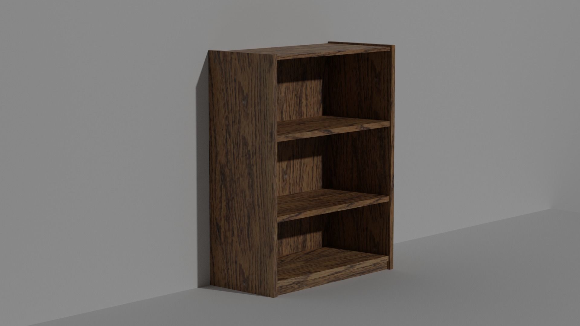 Short Oak Bookshelf Low-poly 3D model_2