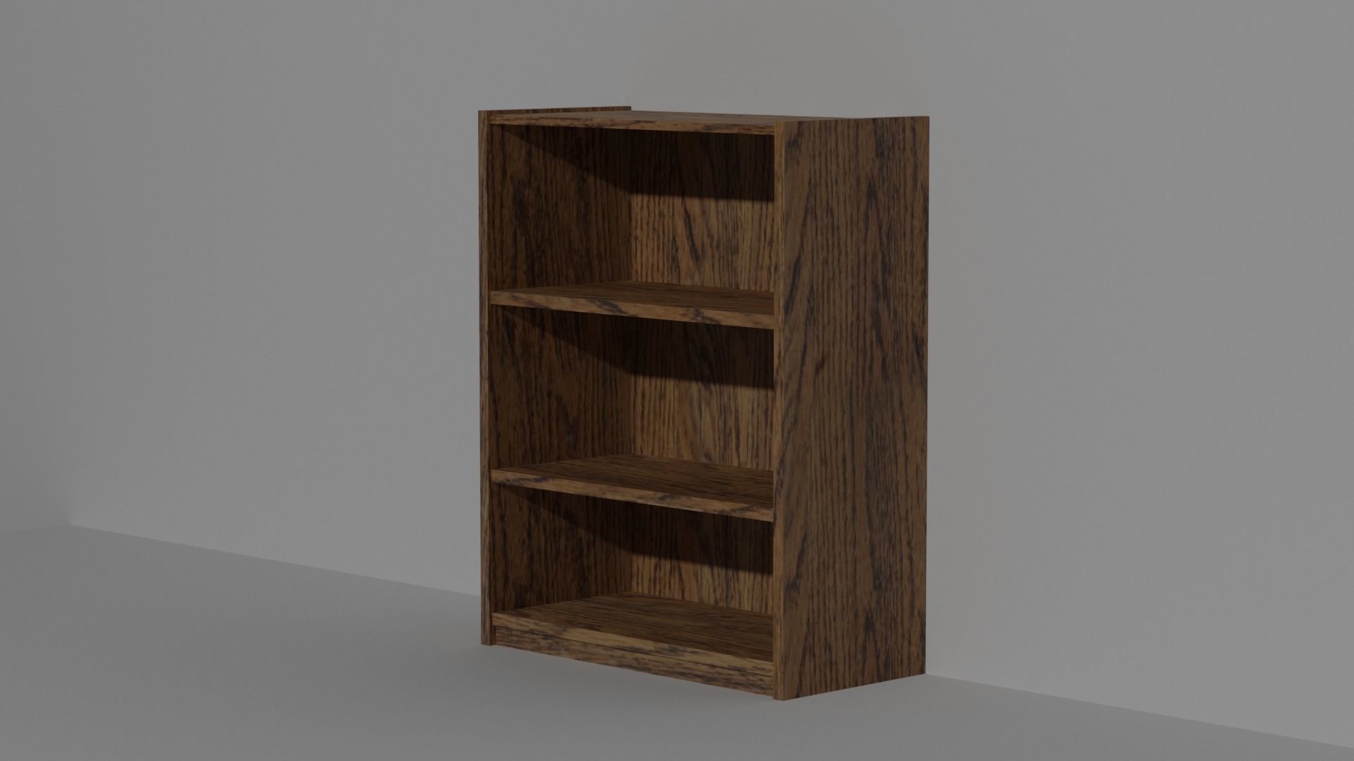 Short Oak Bookshelf Low-poly 3D model_1