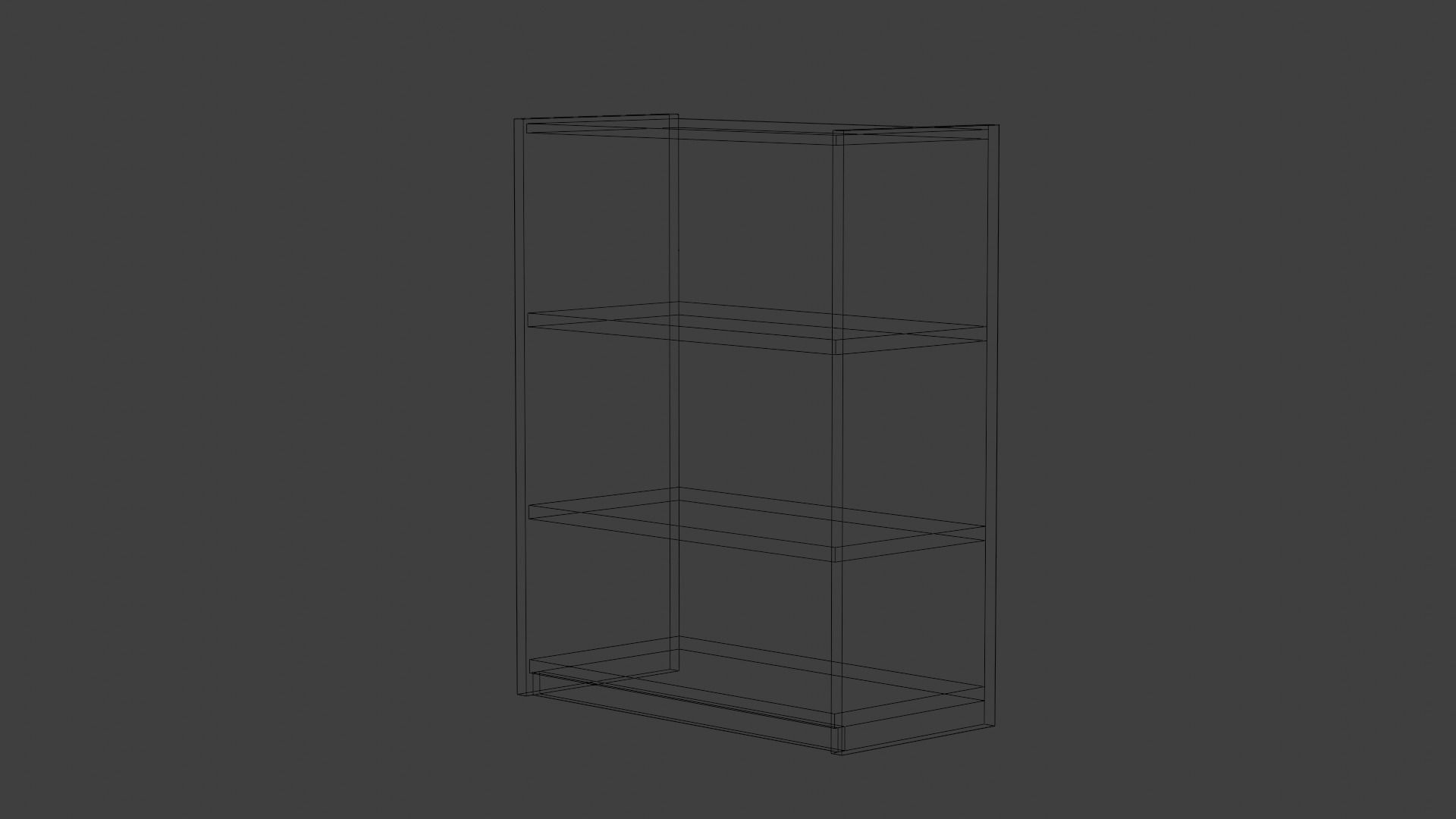 Short Oak Bookshelf Low-poly 3D model_5