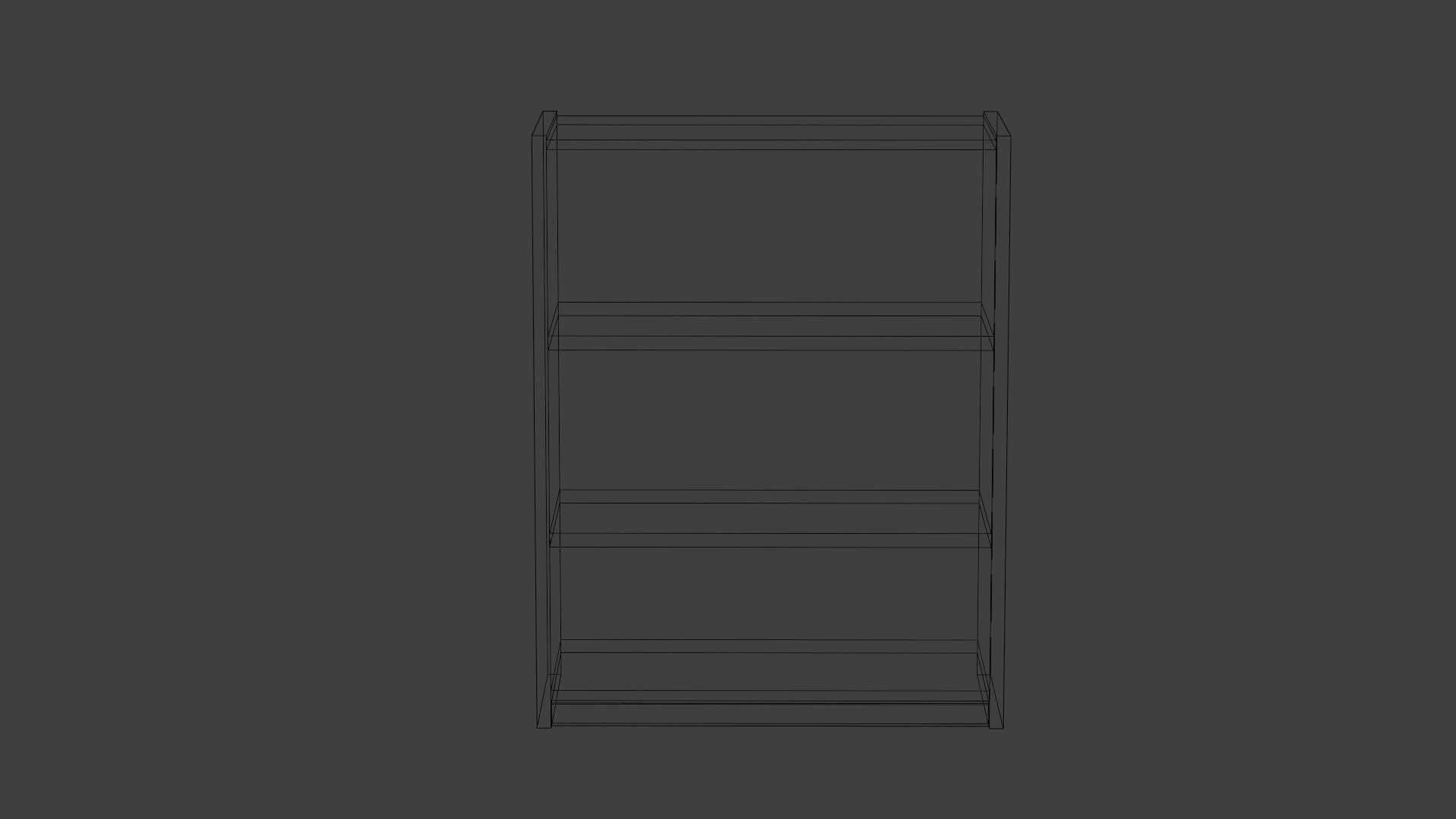 Short Oak Bookshelf Low-poly 3D model_3