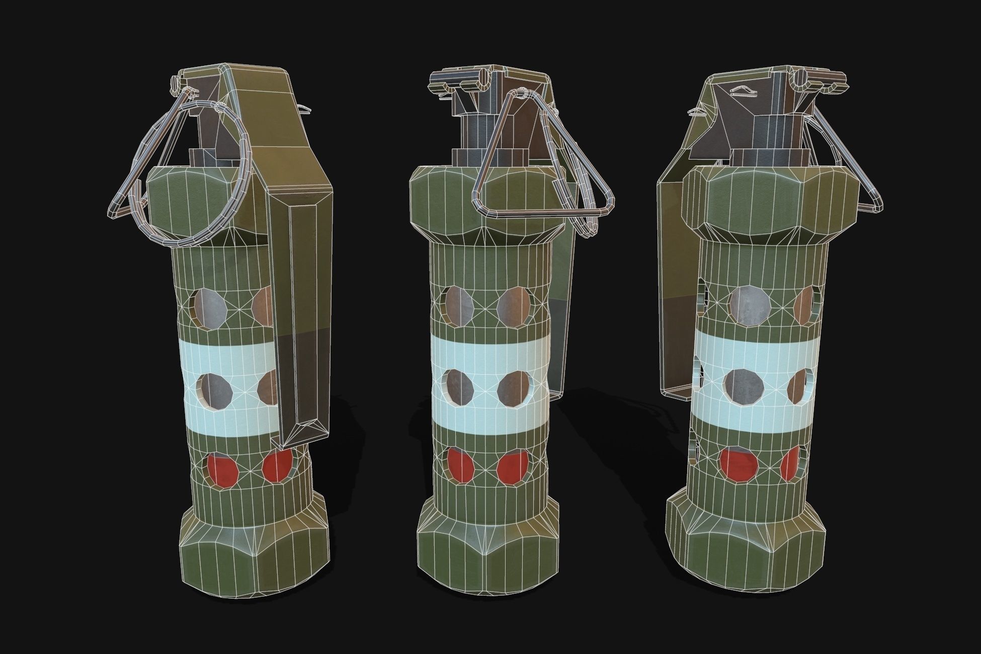 Grenades pack 10 models Low-poly 3D model_9