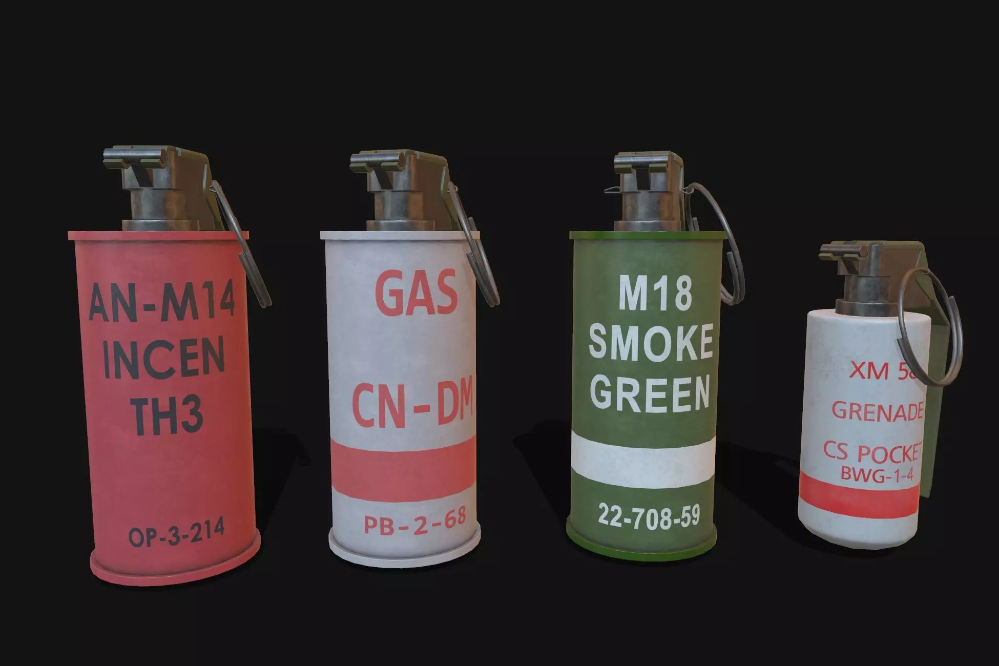 Grenades pack 10 models Low-poly 3D model_0