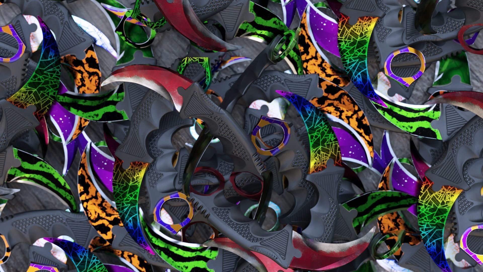 Karambit knife CS GO SKINS Low-poly 3D model_2