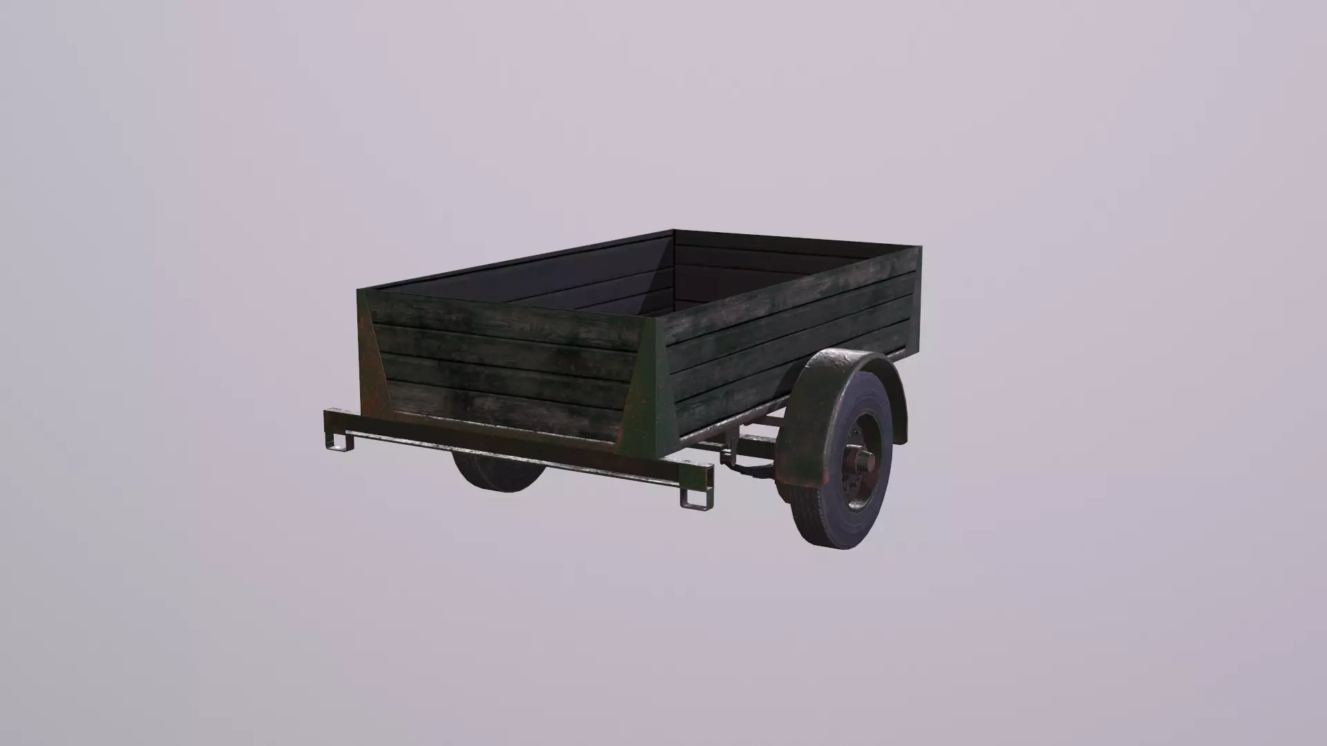Trailer wooden wagon Low-poly 3D model_0