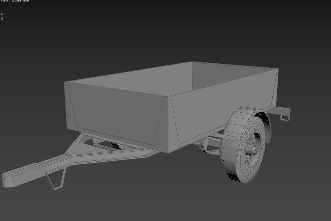 Trailer wooden wagon Low-poly 3D model_6