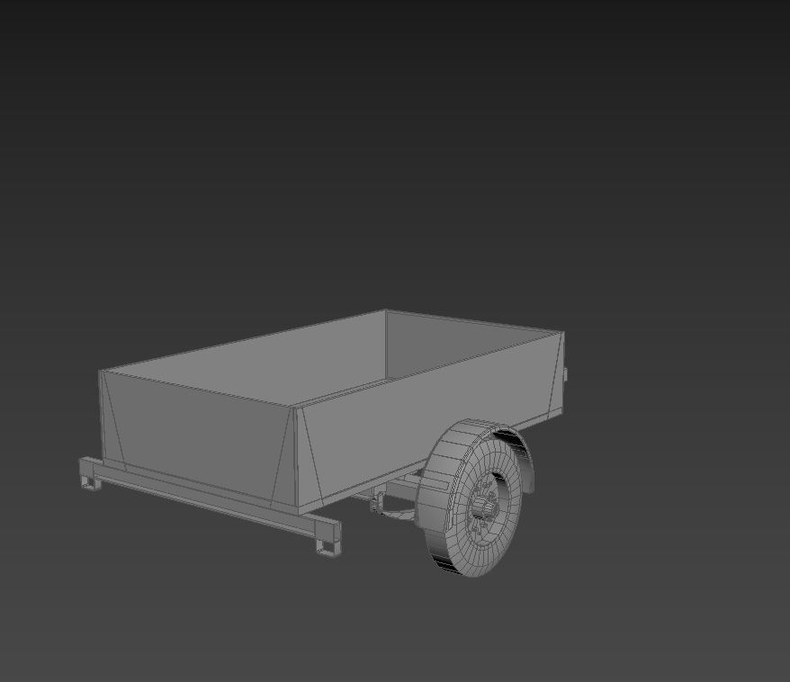 Trailer wooden wagon Low-poly 3D model_8