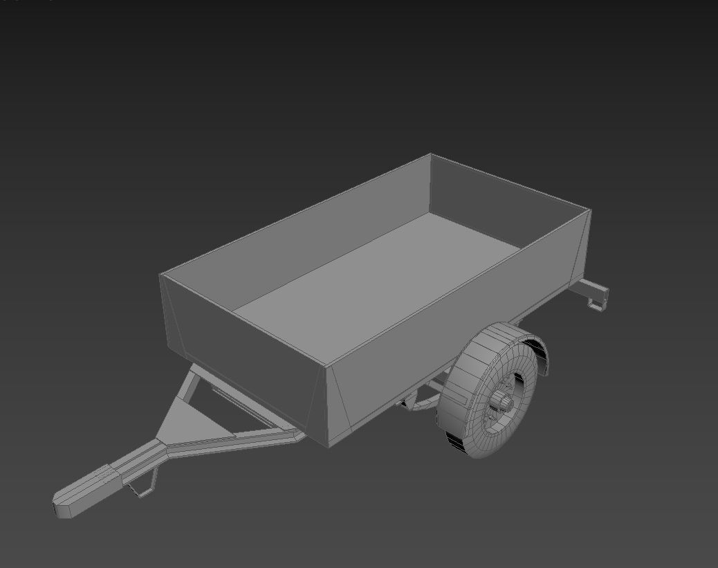 Trailer wooden wagon Low-poly 3D model_7