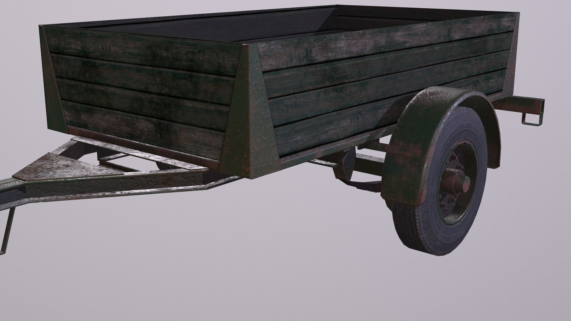 Trailer wooden wagon Low-poly 3D model_3