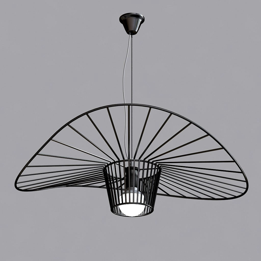 Straw Hat Chandelier 3D model_2