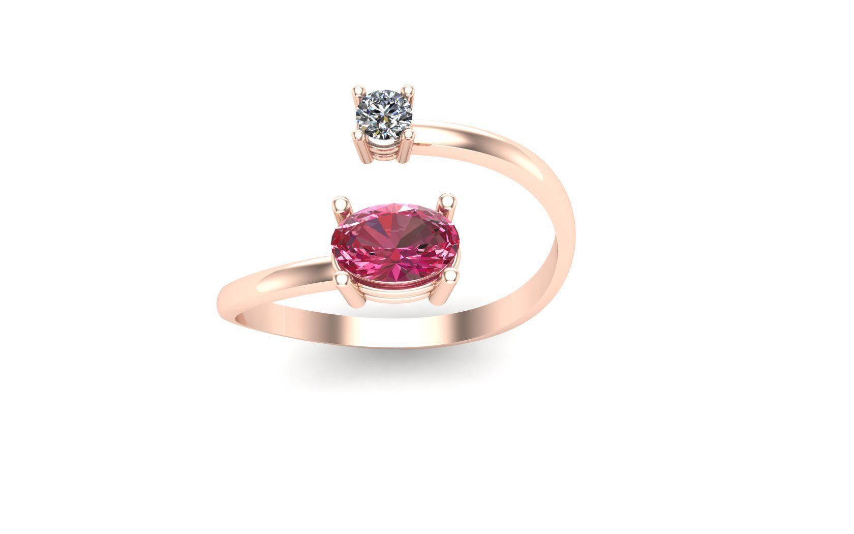 color stone diamond ring 3D model_4