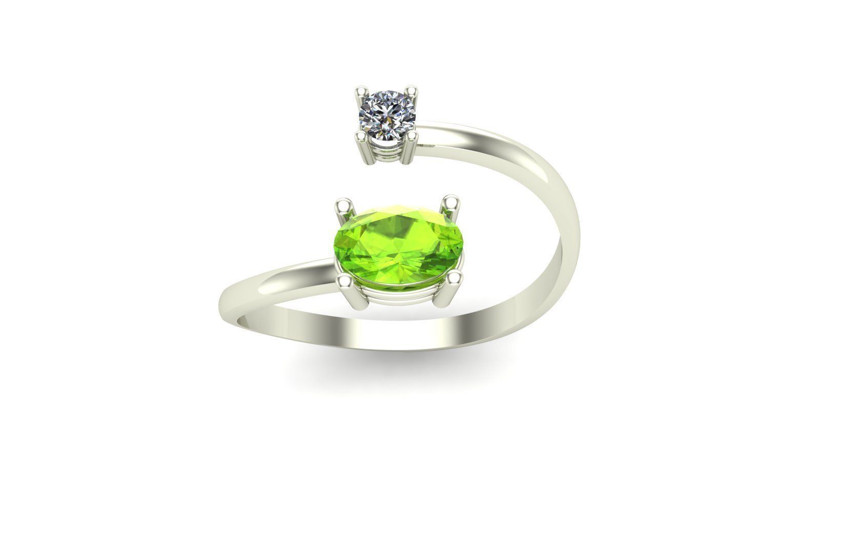 color stone diamond ring 3D model_2
