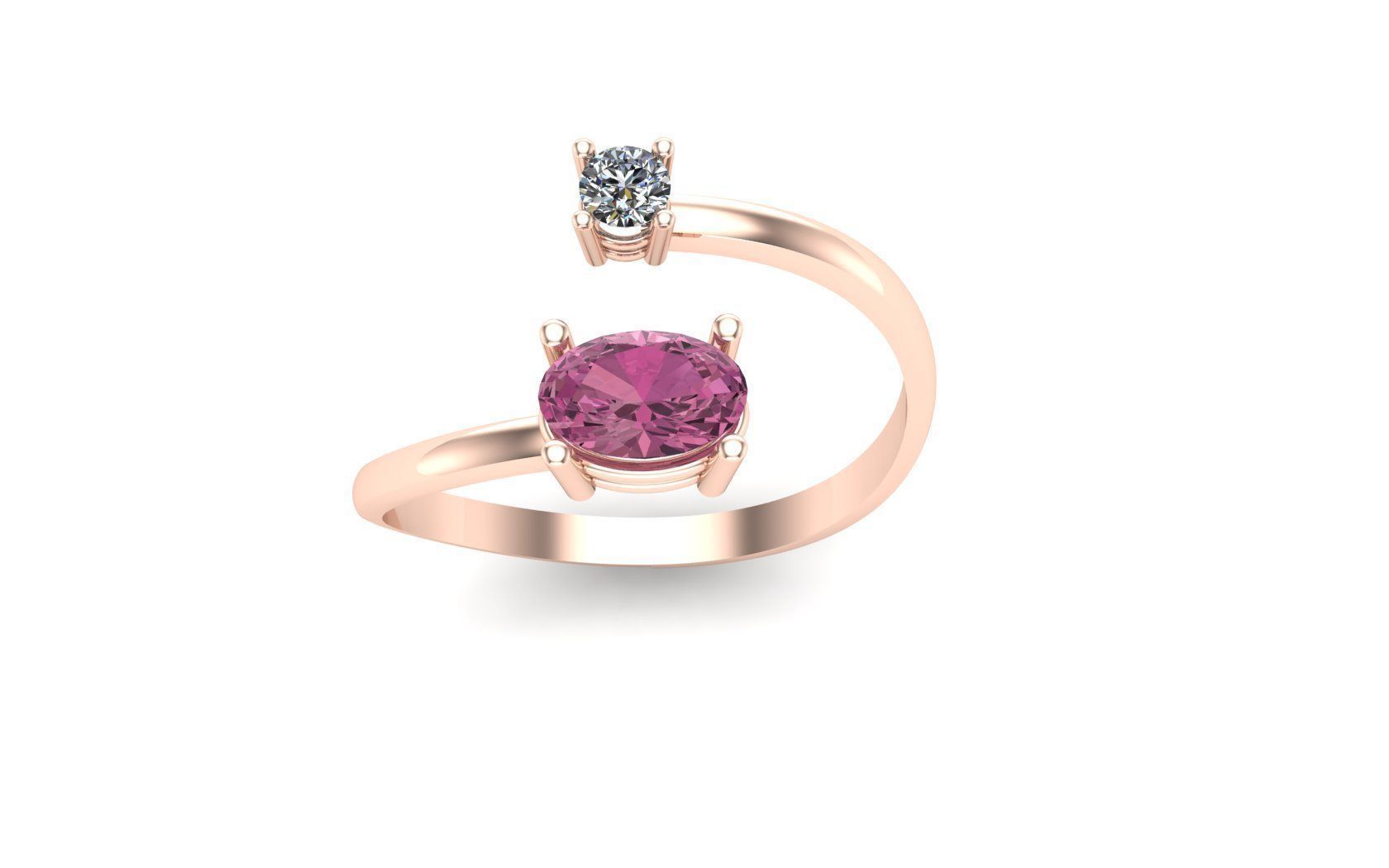 color stone diamond ring 3D model_3