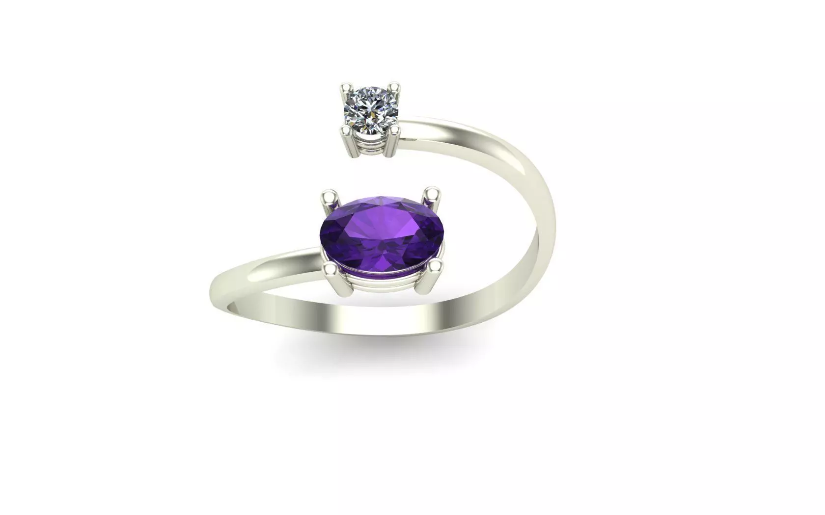 color stone diamond ring 3D model_0