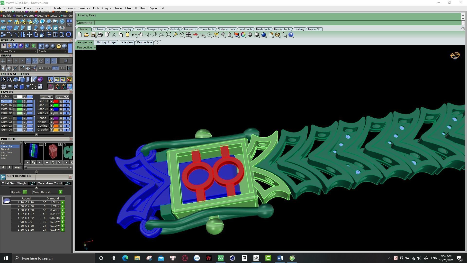 cuban chain or necklace diamond 3D print model_13