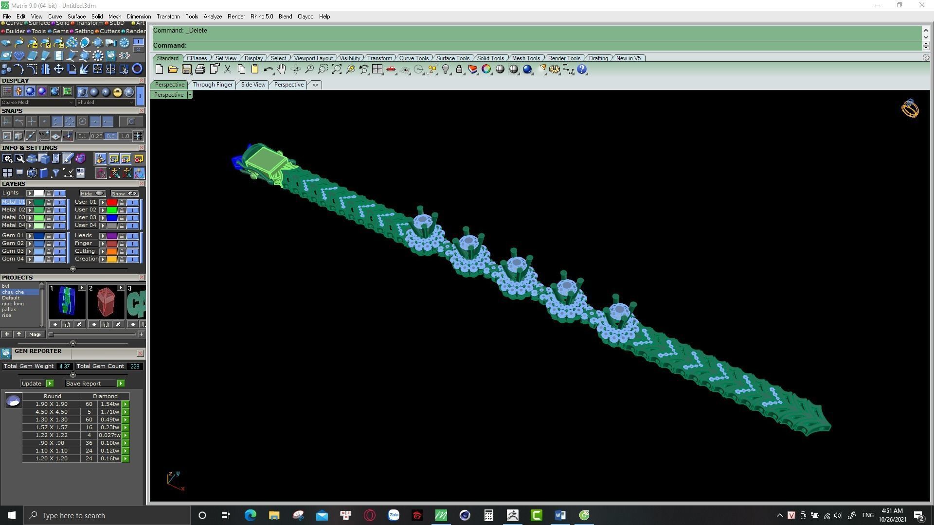 cuban chain or necklace diamond 3D print model_16