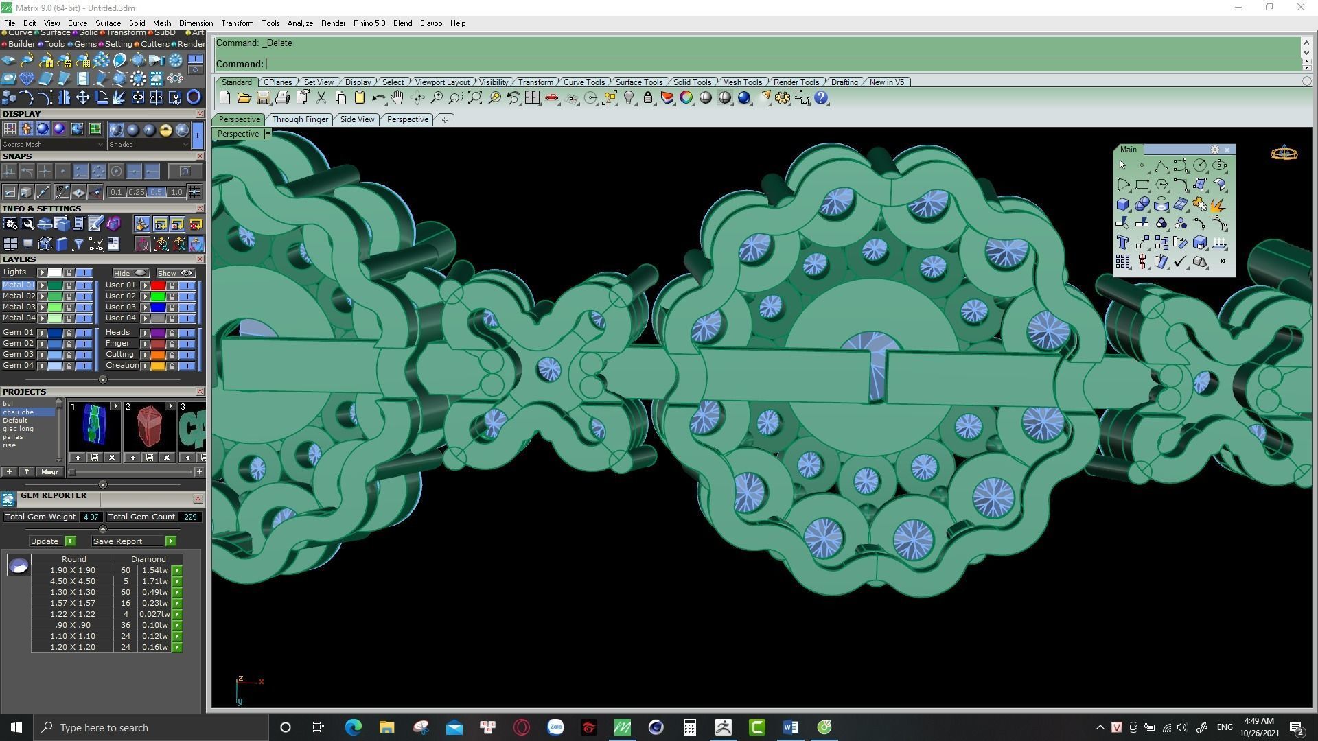 cuban chain or necklace diamond 3D print model_8